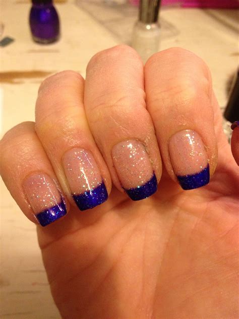 Blue French Manicure French Nails Pretty Acrylic Nails French