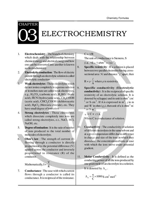 Electrochemistry Chemistry Formula Physics Wallah Electrochemistry