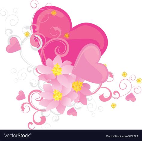Hearts And Flowers Royalty Free Vector Image Vectorstock