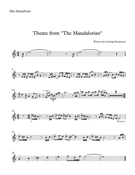 The Mandalorian Arr Songbird Music Sheet Music Kaaris Alto Sax Solo
