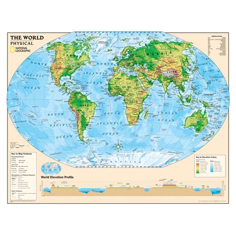 National Geographic Kids Physical World Education Grades 4 12 Wall Map