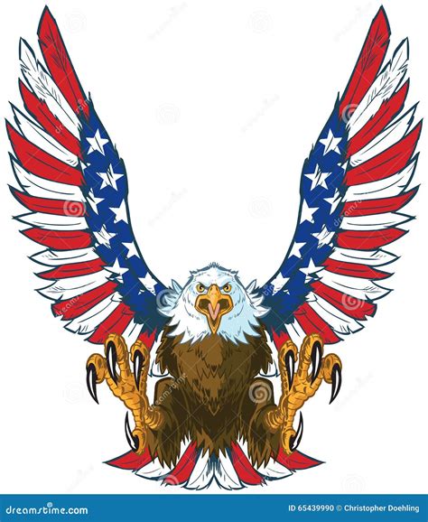 Screaming Eagle With American Flag Wings Vector Clip Art Stock Vector