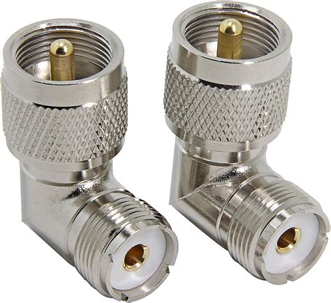 Pl259 Right Angle 2 Pack Uhf Male To Female Rf Coax Connector Adapter 90 Degree