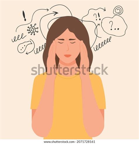 Woman Nervous Problem Feel Anxiety Confusion Stock Vector Royalty Free