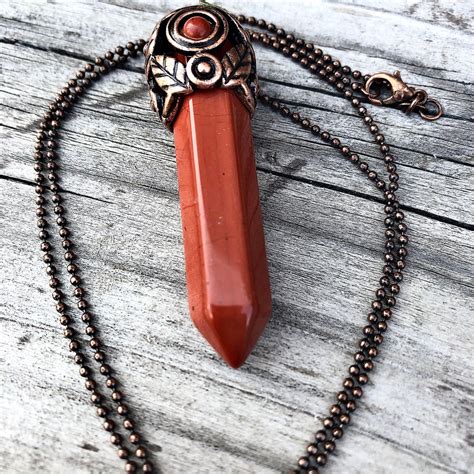 Red Jasper Necklace Crystals Pendant Natural Stone Pendant Gift For