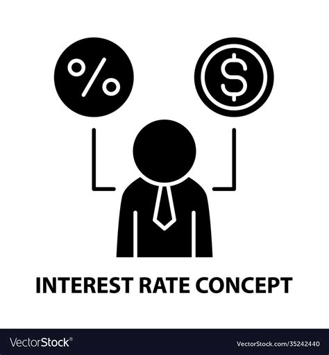 Interest Rate Concept Icon Black Sign Royalty Free Vector