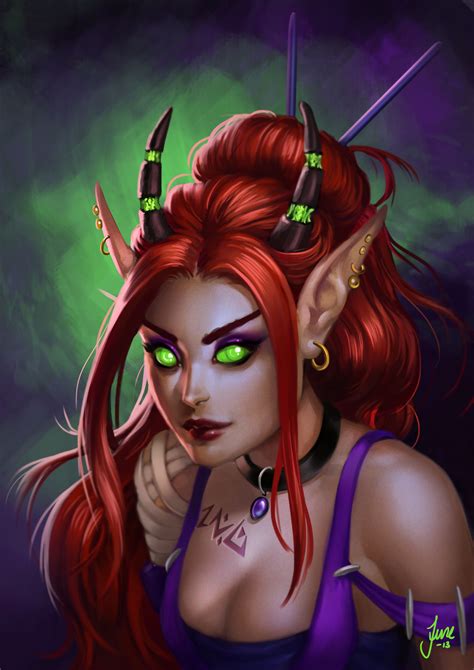 Female Character Wearing Purple Top Illustration Jude Jenssen Elven Blood Elves World Of