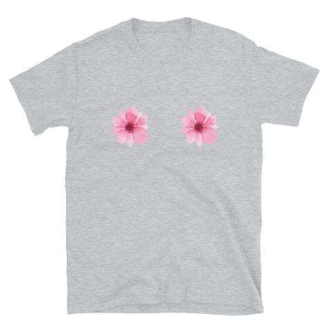 Boho Pink Flower Power Boobs Shirt Tee Shirt Poitrine Etsy France