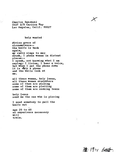 Dye Hard Press Original Typescript Of Charles Bukowski Poem