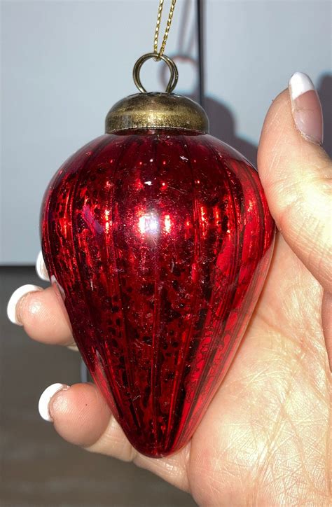 Vintage Kugel Red Ornament Mercury Glass Red Teardrop Etsy