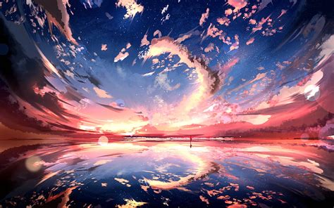 Anime Original Cloud Sky Starry Sky Hd Wallpaper Peakpx