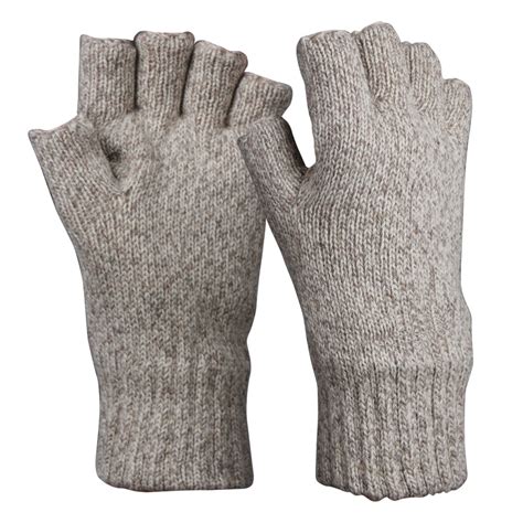cold protection ragg wool thinsulate insulated lined knitted fingerless half finger glove for