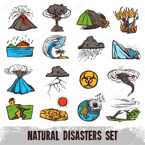 Natural Disasters Vector Illustration Labeled Danger Weather Collection