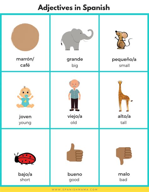 Adjectives In Spanish Printable Lesson For Kids Bilingual Kidspot