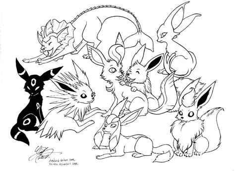 Pokemon Coloring Pages Eevee Evolutions Together Home