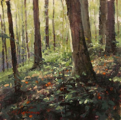 Woodland Study By Marc Hanson Acrylic ~ 8 X 8 Forest Painting Sky