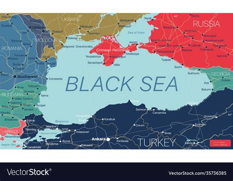 Black Sea Region Country Detailed Editable Map Vector Image