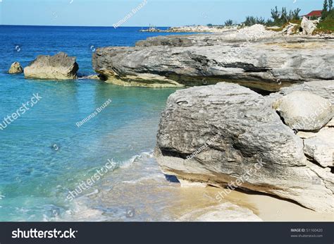 Rocks Under Constant Erosion On Freeport Harbor Coastline Grand Bahama