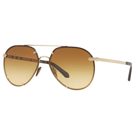 Burberry Be3099 Women S Aviator Sunglasses Yellow Gold At John Lewis And Partners