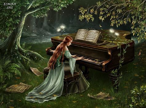 Forest Music Forest Fantasy Music Woman Piano Hd Wallpaper Peakpx
