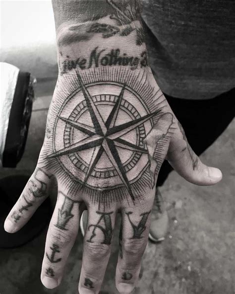 A Compass By Kristi Walls Tattoosformen Hand Tattoos For Guys Small