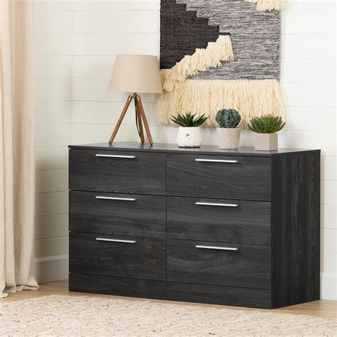 South Shore Step One Essential 6 Drawer Double Dresser Gray Oak Home