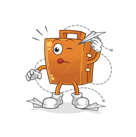 premium vector suitcase with paper plane character cartoon mascot vector