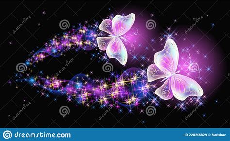 Flying Delightful Butterflies With Sparkle And Blazing Trail Flying In