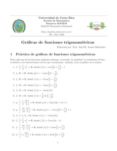Pdf Gr A Cas De Funciones Trigonom Etricas Matem Emate Ucr Ac Cr