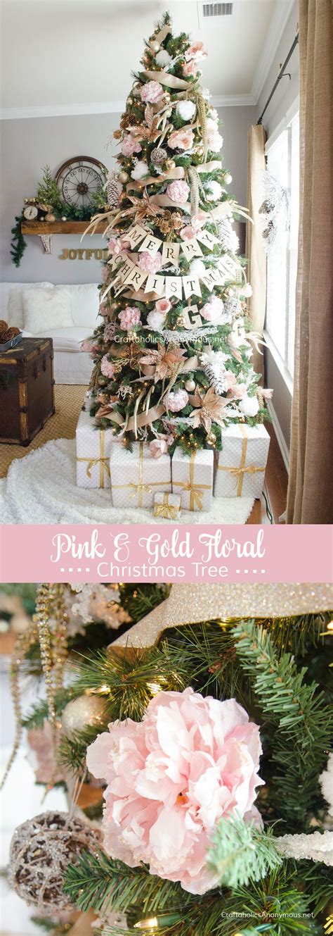 See more ideas about christmas, champagne color, christmas colors. Pink and Gold Floral Christmas Tree | Gold christmas tree ...