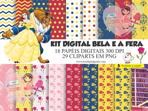 ♥ Kit Digital Bela E A Fera GrÁtis Download ♥ Arte Digital Grátis