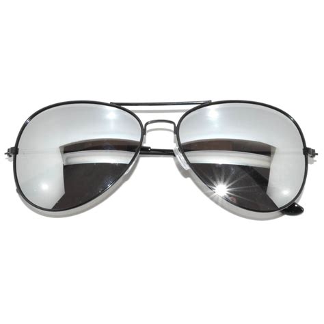 Aviator Mirror Lens Black Metal Frame Sunglasses Silver Lens Av062mbksi