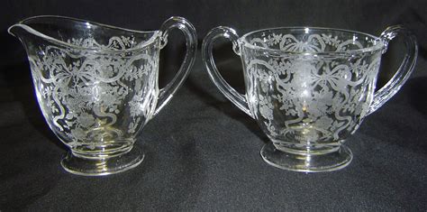 Details About Fostoria Baroque Creamer And Sugar Bowl Set Vintage Glass Footed Clear Elegant