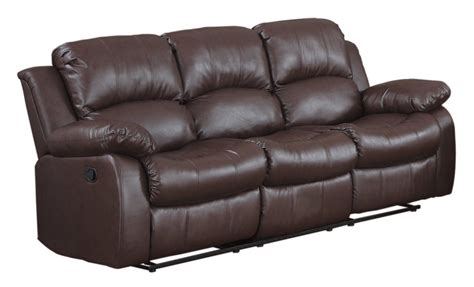 Recliner 3 Seater Sofa Brown Over Stuffed Bonded Leather Sofa 647923463071 Ebay