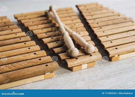 Xylophone Is Made Of Natural Wood Stock Image Image Of Percussion