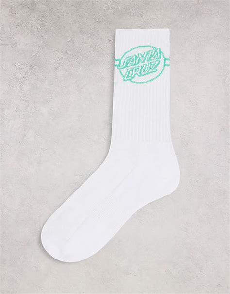Santa Cruz Opus Dot Stripe Socks In White Asos
