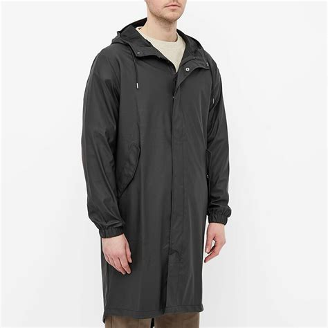 Rains Mens Fishtail Parka Jacket In Black Rains