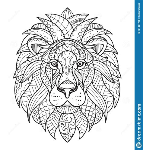 Lion Coloring For Adults Antistress Hand Drawn Doodle