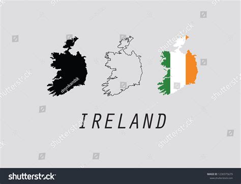 Ireland Outline Map Country Shape National Stock Vector Royalty Free