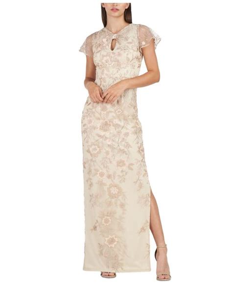 Js Collections Jordan Embroidered Column Gown In Natural Lyst