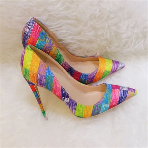Free Shipping Fashion Women Pumps Lady Multi Color Canvas Pointy Toe