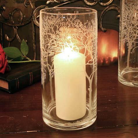 Glass Etched Leaf Candle Jar With Overdipped Candle By Dibor