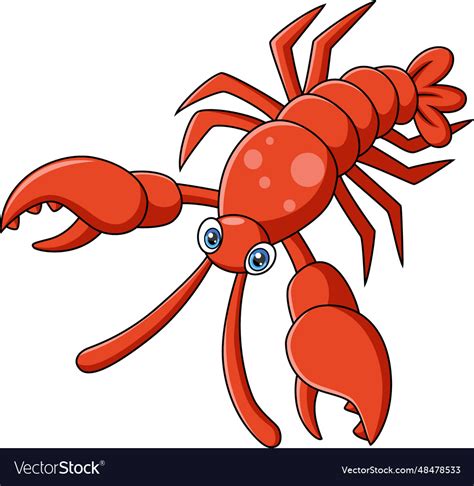 Cute Lobster Cartoon On White Background Vector Image