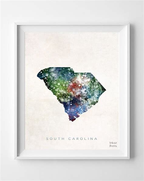 South Carolina Map Columbia Print Poster Painting By Inkistprints