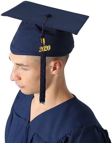 Graduationmall Matte Graduation Gown Cap Tassel Set 2020 For High Navy