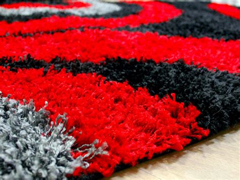 Save up to 70% off retail. Black Grey Red Shaggy 5cm Thick Non Shed Shag Pile Extra ...