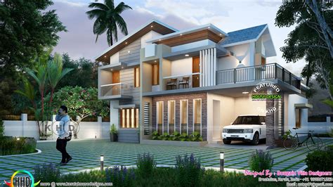 Contemporary Mix Style 4 Bhk House 2400 Sqft Kerala Home Design And