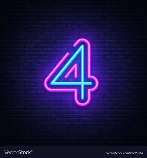 Number Four Symbol Neon Sign Four Royalty Free Vector Image