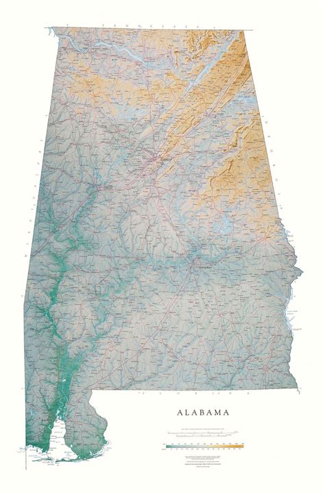 Alabama Topographic Wall Map By Raven Maps 32x49 In 2022 Wall Maps