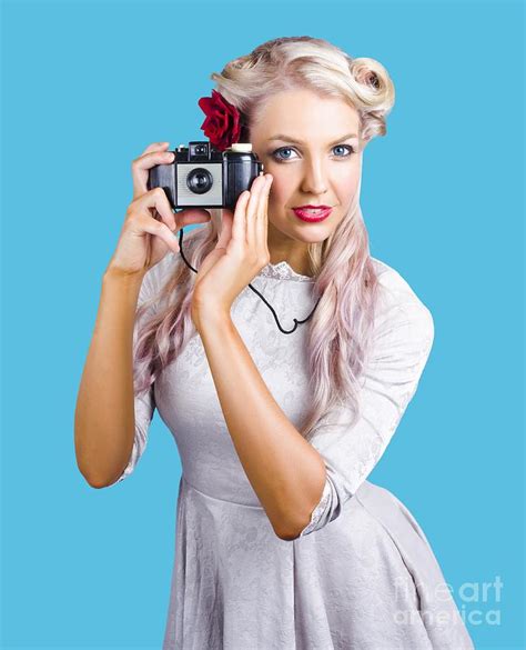 Woman Using Retro Film Camera Photograph By Jorgo Photography Wall
